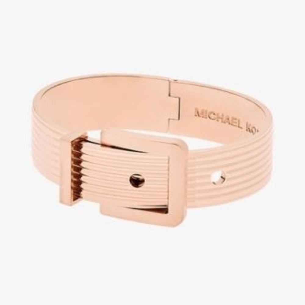 🎁 MICHAEL KORS RseGld-Tone Ribbed Buckle Bracelet - Picture 1 of 4